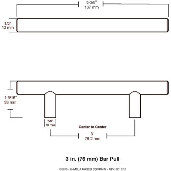 Franklin Brass P15510-SS-B 3" (76mm) Center Bar Pull, 10-Pack, Brushed Steel, 10 Count