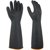 Gaozs Industrial Gloves Black Rubber Gloves Liquid Resistant Solvent Resistant Thick Chemical Anti-corrosion Gloves work gloves (Size : 35cm)