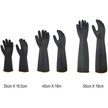 Gaozs Industrial Gloves Black Rubber Gloves Liquid Resistant Solvent Resistant Thick Chemical Anti-corrosion Gloves work gloves (Size : 35cm)