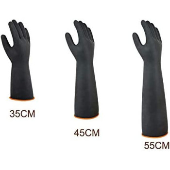 Gaozs Industrial Gloves Black Rubber Gloves Liquid Resistant Solvent Resistant Thick Chemical Anti-corrosion Gloves work gloves (Size : 35cm)
