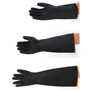 Gaozs Industrial Gloves Black Rubber Gloves Liquid Resistant Solvent Resistant Thick Chemical Anti-corrosion Gloves work gloves (Size : 35cm)