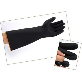 Gaozs Industrial Gloves Black Rubber Gloves Liquid Resistant Solvent Resistant Thick Chemical Anti-corrosion Gloves work gloves (Size : 35cm)