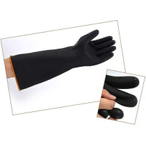 Gaozs Industrial Gloves Black Rubber Gloves Liquid Resistant Solvent Resistant Thick Chemical Anti-corrosion Gloves work gloves (Size : 35cm)