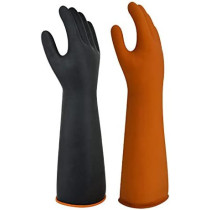 Gaozs Industrial Gloves Black Rubber Gloves Liquid Resistant Solvent Resistant Thick Chemical Anti-corrosion Gloves work gloves (Size : 35cm)