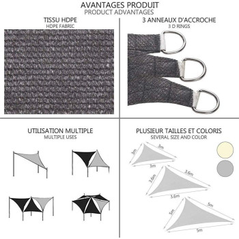 GEBIN Triangle Water Resistant Garden Patio Sun Shade Sail Canopy, Outdoor Terrace Paddock Party UV Protection Waterproof Sunscreen (Brown,2x2x2m)