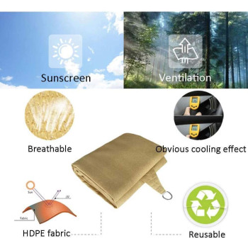 GEBIN Triangle Water Resistant Garden Patio Sun Shade Sail Canopy, Outdoor Terrace Paddock Party UV Protection Waterproof Sunscreen (Brown,2x2x2m)