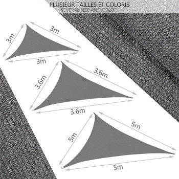 GEBIN Triangle Water Resistant Garden Patio Sun Shade Sail Canopy, Outdoor Terrace Paddock Party UV Protection Waterproof Sunscreen (Grey,2x2x2m)