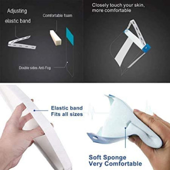 5pcs 3M Adhesive Safety Face Shield Full Protection Cap Wide Visor Resistant Spitting Anti-Fog Lens, Lightweight Adjustable Transparent Face Shield for Men Women (5 PCS) HARDWAREUAE