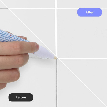 Grout Tile Pen Rejuvenate Grout Restorer Pen Renew Repair Marker for Tile Wall Floor Outus (Beige)