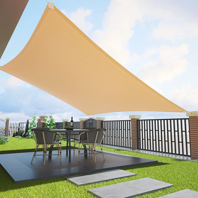 Sun Shade Sails Canopy 12x16FT Rectangle, 95% UV Blockage, Sail Shade Keep Cool for Patio, Garden, Pergola, Backyard, Outdoor Facility & Activities -Sand (sand)