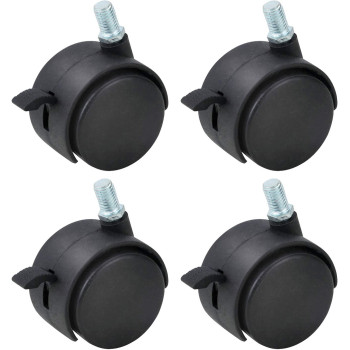 Gizhome 4 Pack 2 Inch Nylon Plastic Replacement Caster Swivel Furniture Wheels Floor Protecting Office Chair Swivel Caster Threaded Stem with Brake Black