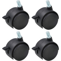 Gizhome 4 Pack 2 Inch Nylon Plastic Replacement Caster Swivel Furniture Wheels Floor Protecting Office Chair Swivel Caster Threaded Stem with Brake Black
