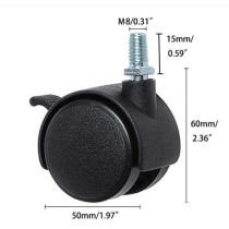 Gizhome 4 Pack 2 Inch Nylon Plastic Replacement Caster Swivel Furniture Wheels Floor Protecting Office Chair Swivel Caster Threaded Stem with Brake Black