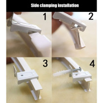 HAPYLY 2 Meter Flexible Plastic PVC Curtain Track Runner Rail Wall Ceiling Mounted Fixing Hooks Shower Curtains Room Divider with Instruction Mounting Accessories Include White (Side Clamping)