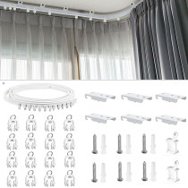 HAPYLY 2 Meter Flexible Plastic PVC Curtain Track Runner Rail Wall Ceiling Mounted Fixing Hooks Shower Curtains Room Divider with Instruction Mounting Accessories Include White (Top clamping)