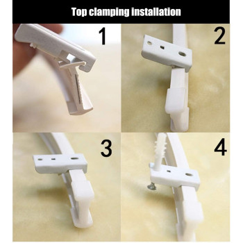 HAPYLY 2 Meter Flexible Plastic PVC Curtain Track Runner Rail Wall Ceiling Mounted Fixing Hooks Shower Curtains Room Divider with Instruction Mounting Accessories Include White (Top clamping)