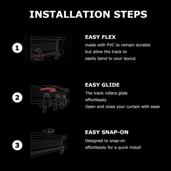 HAPYLY 2 Meter Flexible Plastic PVC Curtain Track Runner Rail Wall Ceiling Mounted Fixing Hooks Shower Curtains Room Divider with Instruction Mounting Accessories Include White (Top clamping)