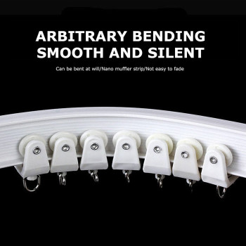 HAPYLY 5 Meter Flexible Plastic PVC Curtain Track Runner Rail Wall Ceiling Mounted Fixing Hooks Shower Curtains Room Divider with Instruction Mounting Accessories Include White Top clamping White