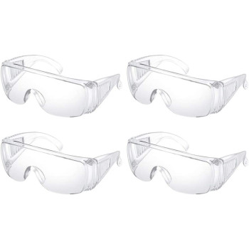 HEALLILY Safety Glasses Protective Transparent Goggles Anti Fog Anti Splash Goggles 4pcs Eye Face Shield for Women Men Outdoor Working