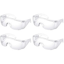 HEALLILY Safety Glasses Protective Transparent Goggles Anti Fog Anti Splash Goggles 4pcs Eye Face Shield for Women Men Outdoor Working