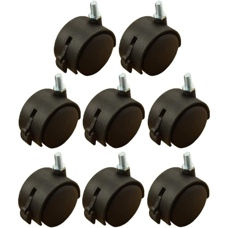 Hemobllo Chair Caster 2 Inch Replacement Caster Wheels M8 Screw Silent Caster Roller for Home Living Room Office Furniture Chair (Black) 8pcs