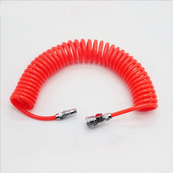 Hemobllo PU Air Compressor Spring Tube Telescopic Spiral Tube Pipe Tool Portable Coupler for Compressor Air Tool 6m (Red)