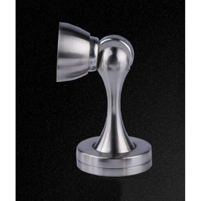 HFWJHH Stainless steel door stopper, anti-theft glass door suction floor mounted magnetic door stopper (two products) (Color : Silver)