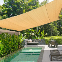 HLXMESH Sun Shade Sail,220GSM,Light Beige Color,Heavy Duty Sun Shade Net Fabric Shade for Outdoor Garden Sun Shade Net (6MX6M)