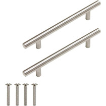 Home Building Store 10 PCS 128mm(5inch) Hole Centers Stainless Steel Kitchen Cabinet Door Handles and Pulls Cabinet Knobs Length 192mm(7.5inch) Brushed Nickel