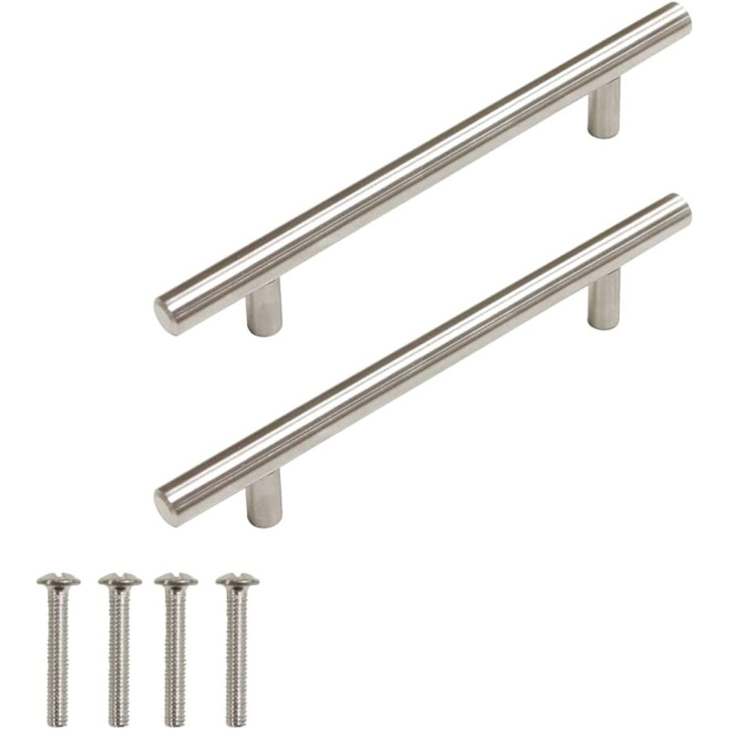 Home Building Store 10 PCS 128mm(5inch) Hole Centers Stainless Steel Kitchen Cabinet Door Handles and Pulls Cabinet Knobs Length 192mm(7.5inch) Brushed Nickel