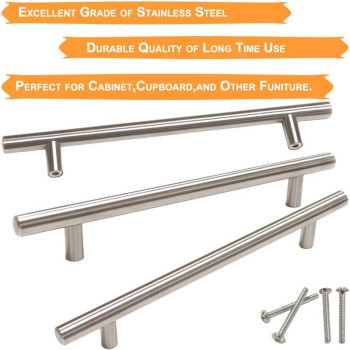 Home Building Store 10 PCS 128mm(5inch) Hole Centers Stainless Steel Kitchen Cabinet Door Handles and Pulls Cabinet Knobs Length 192mm(7.5inch) Brushed Nickel