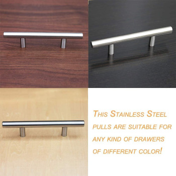 Home Building Store 10 PCS 128mm(5inch) Hole Centers Stainless Steel Kitchen Cabinet Door Handles and Pulls Cabinet Knobs Length 192mm(7.5inch) Brushed Nickel