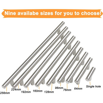 Home Building Store 10 PCS 128mm(5inch) Hole Centers Stainless Steel Kitchen Cabinet Door Handles and Pulls Cabinet Knobs Length 192mm(7.5inch) Brushed Nickel