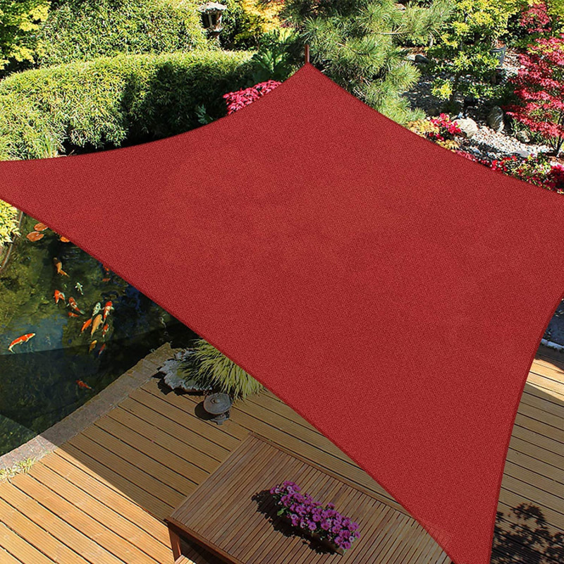 HonestShop Sun Shade Sail Rectangle UV Block Canopy for Patio Backyard Lawn Garden Outdoor Activities (2x3M, Red)