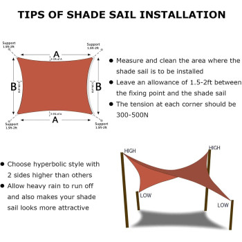 HonestShop Sun Shade Sail Rectangle UV Block Canopy for Patio Backyard Lawn Garden Outdoor Activities (2x3M, Red)