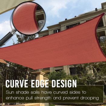 HonestShop Sun Shade Sail Rectangle UV Block Canopy for Patio Backyard Lawn Garden Outdoor Activities (2x3M, Red)