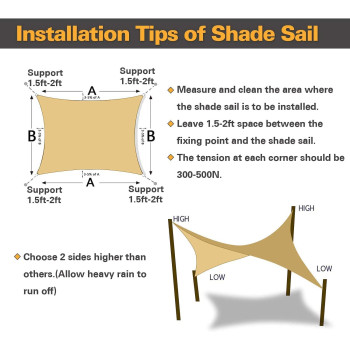 HonestShop Sun Shade Sail Rectangle UV Block Canopy for Patio Backyard Lawn Garden Outdoor Activities (2x3M, Sand)