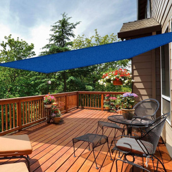 HonestShop Sun Shade Sail Rectangle UV Block Canopy for Patio Backyard Lawn Garden Outdoor Activities (3x4M, Blue)