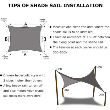 HonestShop Sun Shade Sail Rectangle UV Block Canopy for Patio Backyard Lawn Garden Outdoor Activities (3x4M, Blue)