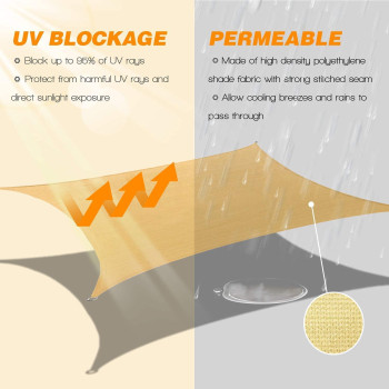 HonestShop Sun Shade Sail Rectangle UV Block Canopy for Patio Backyard Lawn Garden Outdoor Activities (3x4M, Sand)