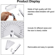 Hotop Stainless Steel Feeler Gauge Dual Marked Metric and Imperial Gap Measuring Tool 0.0015/0.04-0.025/0.635 mm Hotop-Feeler-08