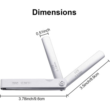 Hotop Stainless Steel Feeler Gauge Dual Marked Metric and Imperial Gap Measuring Tool 0.0015/0.04-0.025/0.635 mm Hotop-Feeler-08
