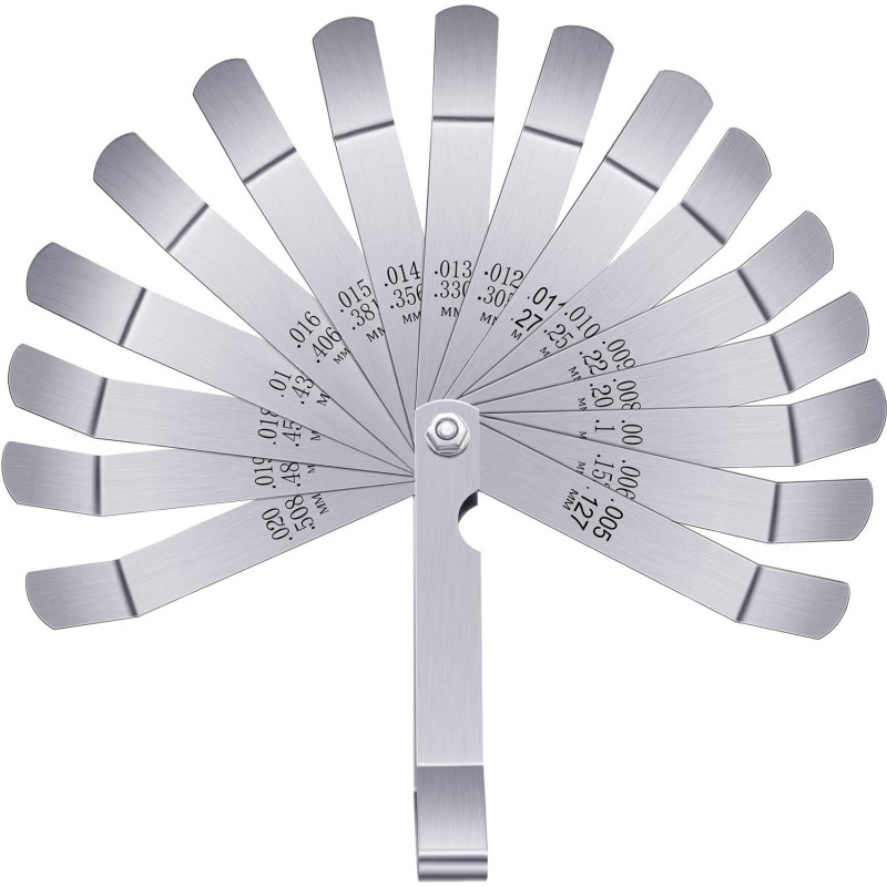 Hotop Stainless Steel Feeler Gauge Dual Marked Metric and Imperial Gap Measuring Tool 0.005/0.127-0.02/0.508 mm Hotop-Feeler-08