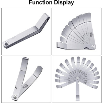 Hotop Stainless Steel Feeler Gauge Dual Marked Metric and Imperial Gap Measuring Tool 0.005/0.127-0.02/0.508 mm Hotop-Feeler-08