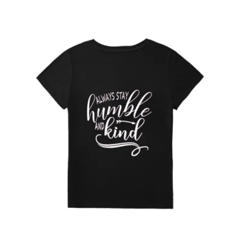 Quote Printed T-Shirt Short Sleeve, Black