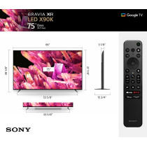 Sony BRAVIA 75 Inch TV 4K UHD HDR Full Array LED Bravia Core™ with Smart Google TV HDMI 2.1 and Exclusive Features for The Playstation 5 - XR-75X90K (2022 Model) 1 Year Sony Warranty with wall mount