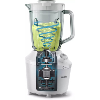PHILIPS 3000 Series Blender HR2291/20, 2l maximum capacity,glass jar, 2 speed settings+pulse, White, 2 Years Warranty UAE Version