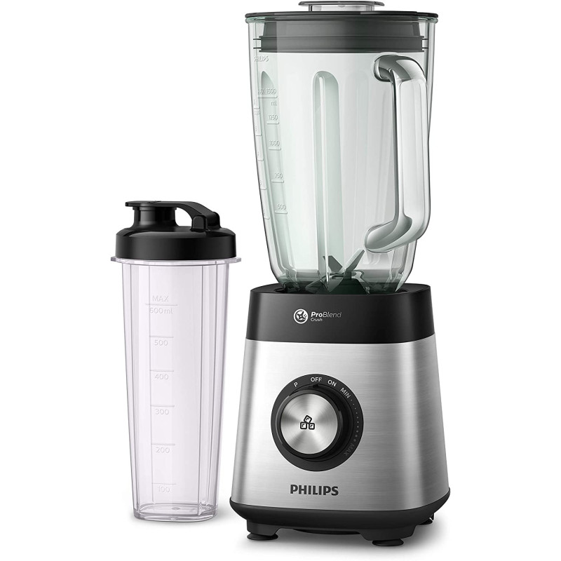 PHILIPS Core Blender HR3573/90 Series 5000 (1000 W, ProBlend Crush Technology, Drink Bottle) Metal/Glass