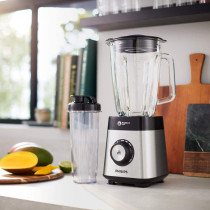 PHILIPS Core Blender HR3573/90 Series 5000 (1000 W, ProBlend Crush Technology, Drink Bottle) Metal/Glass