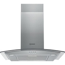 INDESIT 60 cm Built in Chimney Hood Decorative Design Curved Glass Stainless Steel finish with Aluminium Filters IHGC-6.4AMX